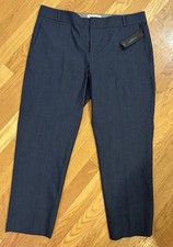 Banana Republic Size 12S Logan Fit Slim Dress Pants Navy Stretch Wool NWT