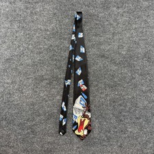 Vintage Looney Tunes Mania Tie Mens One Size Black Taz Computer System Error 90s