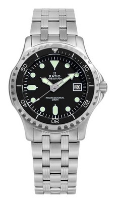 RATIO FreeDiver Professional Sapphire Black Dial Quartz RTF005 200M Herrenuhr
