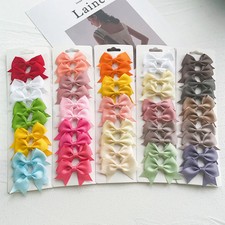 10Pcs/card Grosgrain Ribbon Bows Hair Clips For Girls Small Trailing Bowknots