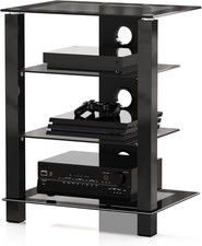 Hifi Racks 4 Ebenen Glas TV Ständer HIFI Rack Standschrank mit Kabelmanagement
