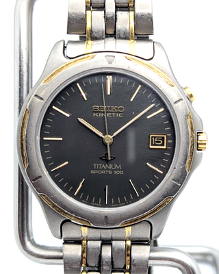 SEIKO キネティック　チタニウム Seiko Kinetic Titanium Sports 100 AGS Two-Tone 5M42-0C69 | New