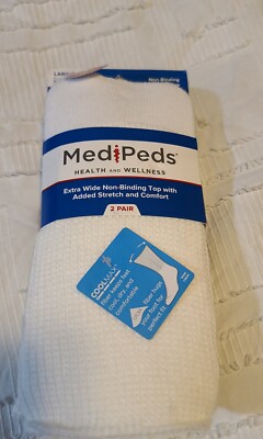 New Medi Peds Cool Max 2 Pair Socks Large