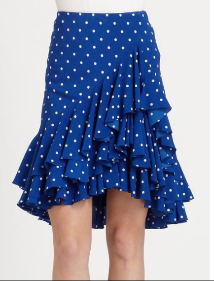 NWT $1100 RALPH LAUREN Abriella Silk Polka Dot Ruffle Skirt 10