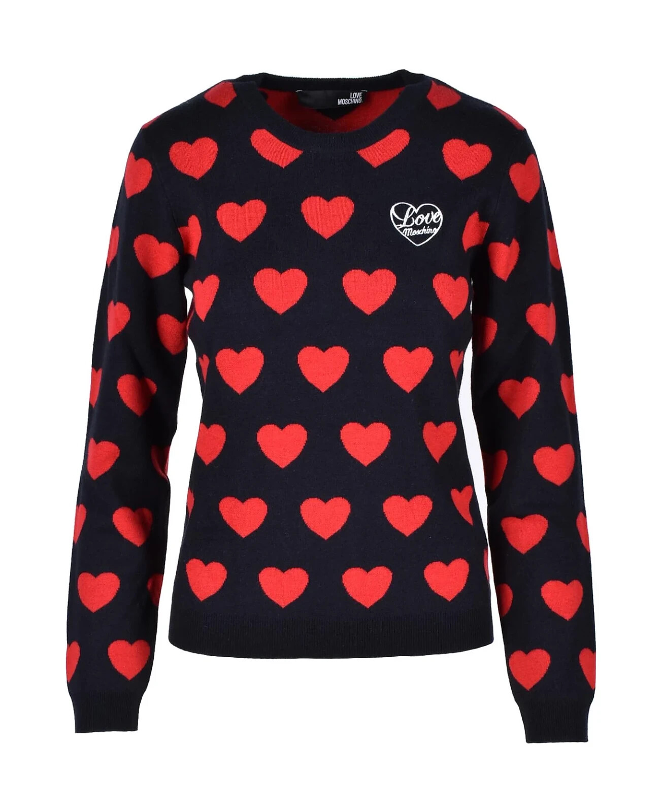 NWT Love Moschino Women's Heart Print Black Red Sweater Size 44 eBay