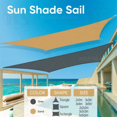 Heavy Duty Sun Shade Sail Garden Patio Awning Canopy 98% UV Block Waterproof