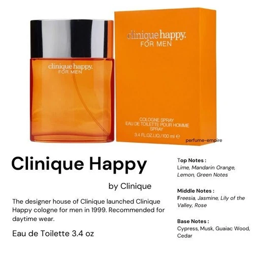 CLINIQUE HAPPY Pour Homme Cologne edt for Men 3.4 oz 3.3 New in Box - Picture 2 of 2