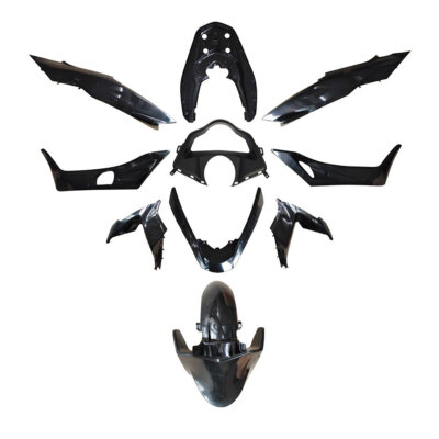 Kit Carene T4Tune 10 Teile Schwarz Glänzend Für Honda 125 PCX 2015-2017