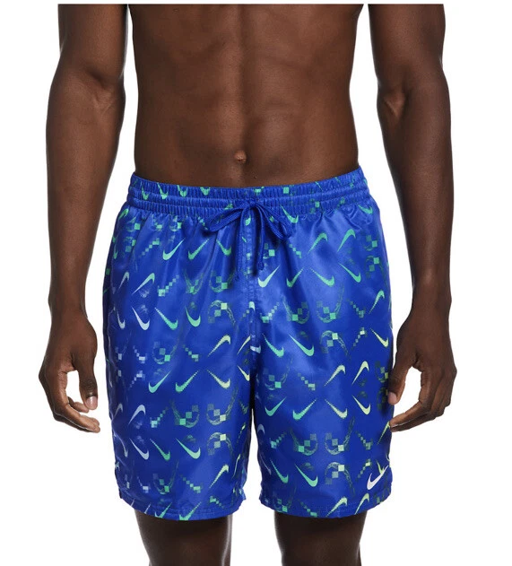 Nike swimming swoosh print top lap short in black