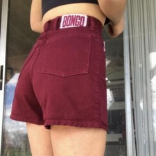Vintage Size 23  / Tagged Size 3 Maroon/ Raspberry High Waisted Bongo Shorts
