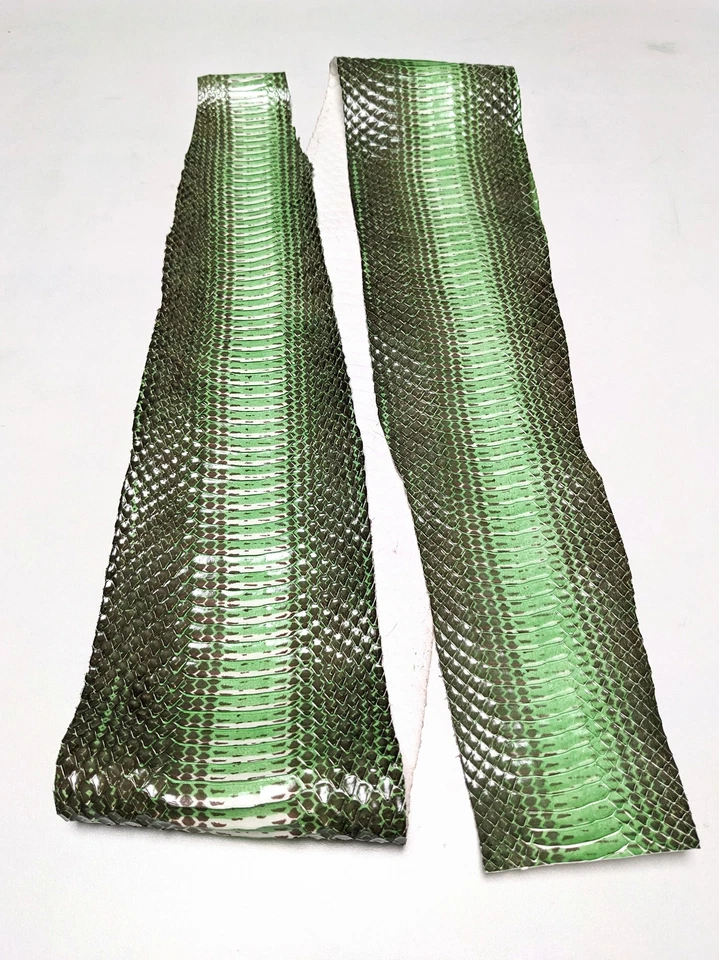Genuine Cobra  Snake Skin Leather Hide Snakeskin Craft Supply Glossy Green - Image 4 of 4