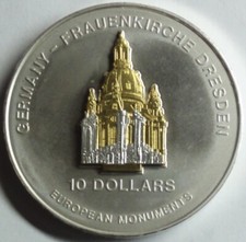 Nowa Zelandia 10 dolarów 2004 srebro-999 1 uncja Frauenkirche Dresden st+PP z kapsułką