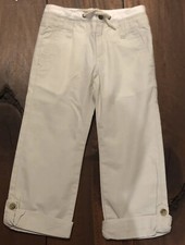 Janie and Jack Boys Size 5 Adjustable Waist Rollup Legs Pants Light Weight Khaki