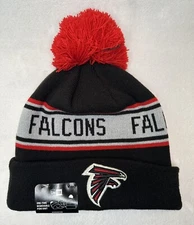 NEW ERA NFL Atlanta Falcons Logo Pom Cuffed Beanie Toboggan Knit Hat Cap NWT 🏈