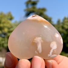 78G Natural Black Cherry blossom agate heart-shaped quartz crystal Healing