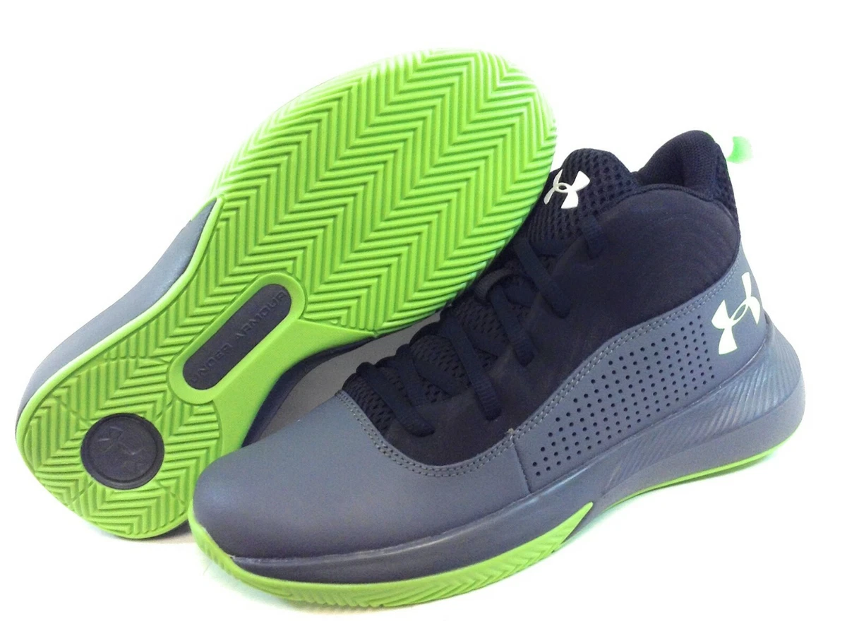 surf Actriz telar Boys Girls Kids Youth Under Armour UA Lockdown 4 Grey Green Sneakers Shoes  | eBay