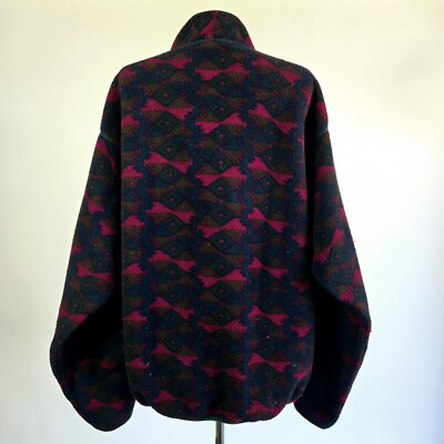 VTG 90s Columbia Aztec Fish Fleece Jacket 1/4 Zip Pullover Made