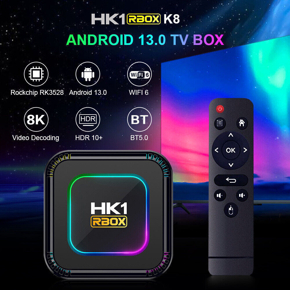 8K Android 13.0 Smart TV Box with RGB Lighting 4GB RAM 64GB Storage Bluetooth 5.0 Media Streamer-image