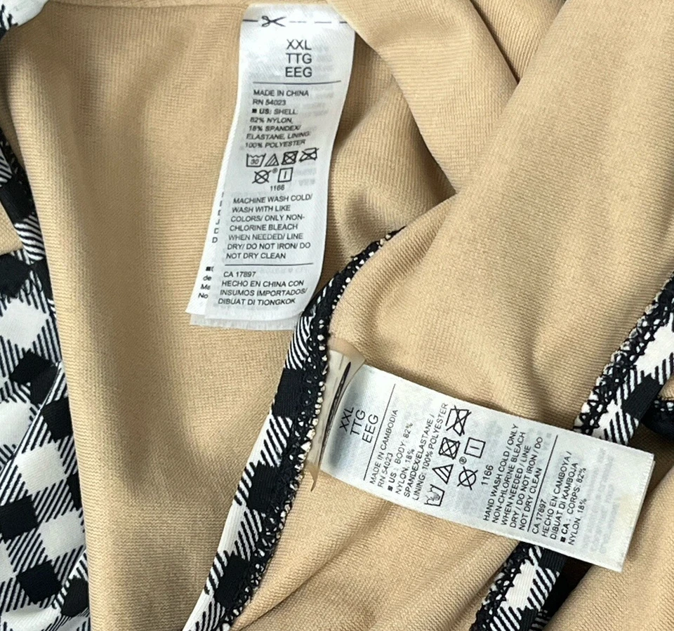 Antiguo Traje de Baño Azul Marino Bikini XXL Espalda Corredora Cintura Alta 2 Piezas Negro Blanco Cuadros 2XL Foto 3 de 3