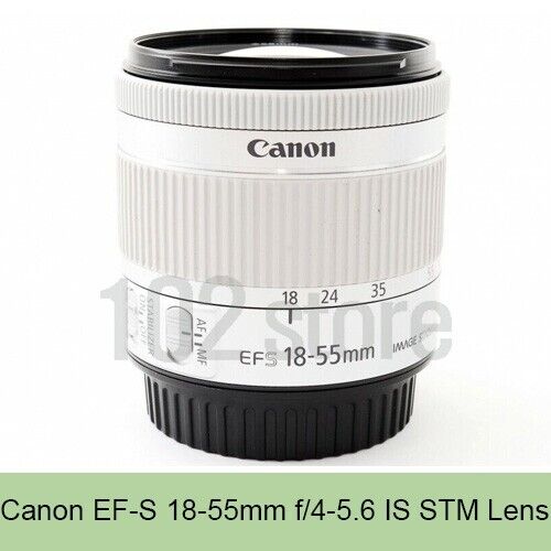 New Canon EF-S 18-55mm f/4-5.6 IS STM Lens White / Silver New Canon EF-S 18-55mm f/4-5.6 IS STM Lens White / Silver