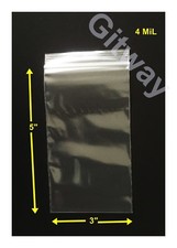 3" x 5" Reclosable Resealable Zip Top Lock Bag Clear Plastic 3x5" FDA Bags 4 MiL
