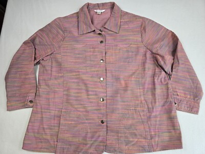 CJ Banks Womens Button-Up Jacket Striped Multicolor Size 3X