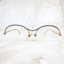 Vintage Logo Paris 08 28 Women Eyeglasses Frame Polished Gold Half Rim 53-19-135