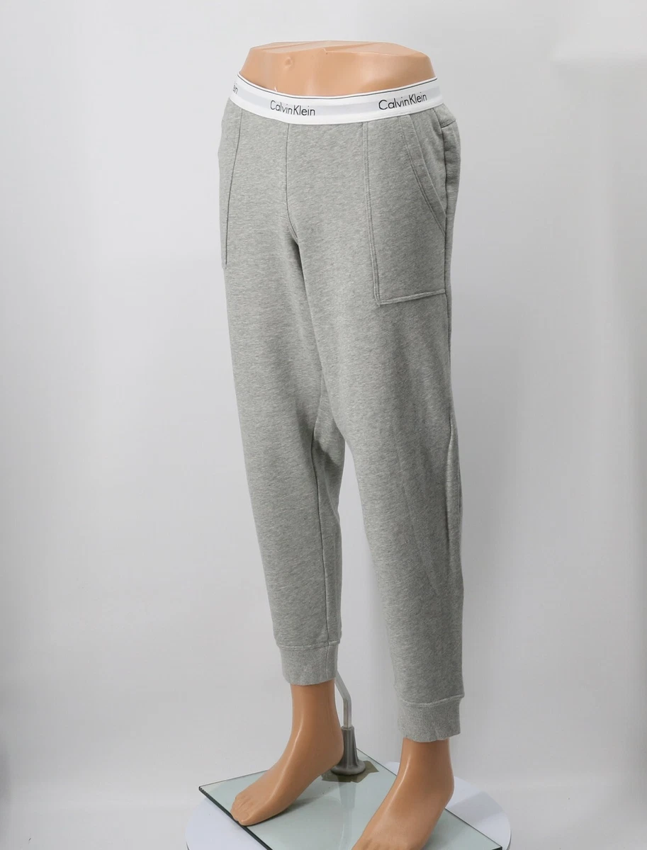 CALVIN KLEIN WOMENS GREY MODERN WHITE WASITBAND JOGGERS QS5716 HH