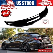 For 2014-24 Infiniti Q50 PSM Style High Kick Duckbill Trunk Spoiler Glossy Black