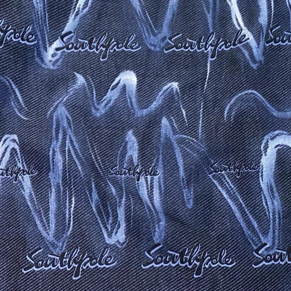 Camisa Hip Hop Años 2000 Azul y Blanco Gráfico Abotonada (Southpole) Foto 4 de 4