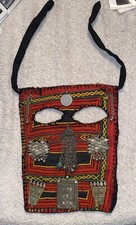 Máscara facial de tela vintage o antigua de Oriente Medio beduino Battoulah con plata