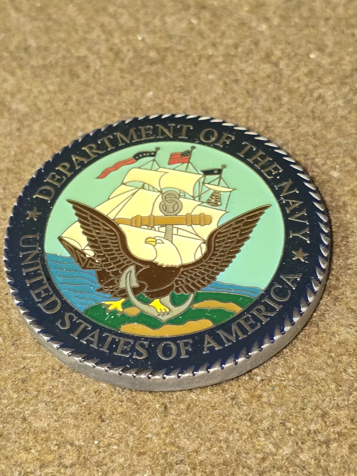 Department of the Navy Challenge Coin with Aircraft Carrier on Obverse-image