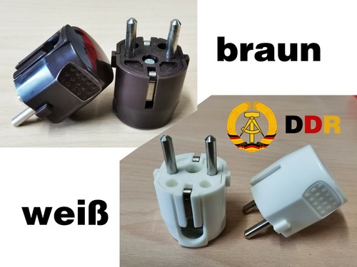 Stecker Schuko Kontakt Schutzkontakt Schukostecker DDR vintage weiß oder braun - Bild 1 von 16