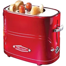 Nostalgia Adjustable 5 Setting Retro Pop Up Hot Dog Toaster, Fits 2 Regular or