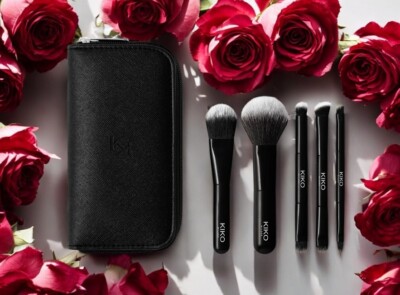 KIKO Milano Travel Brush Set Reise Pochette 5 Make Up Artist Pinsel Rouge Puder