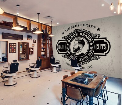3D Trend W241 Hair Cut Barber Shop Wallpaper Wall Mural Self-adhesive Vera