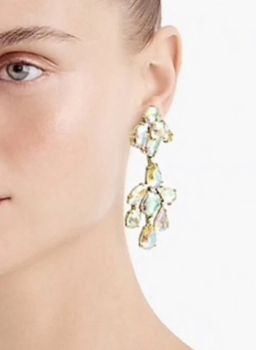 J. Pendientes araña con racimo iridiscente de cristal Crew en cristal de diamantes de imitación AB Foto 2 de 4