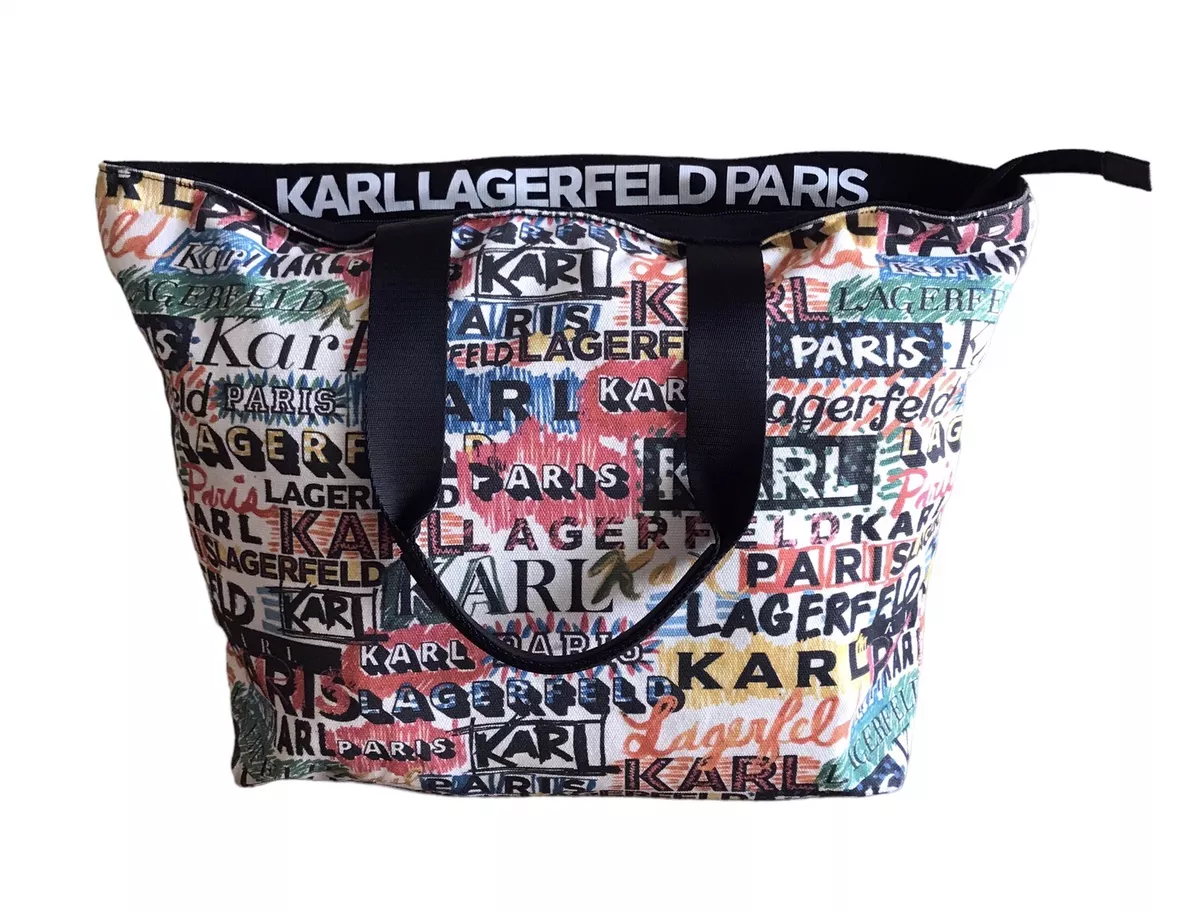 Karl Lagerfeld Graffiti Tote Bag Nylon Amour Appliqu Medium Beach Travel