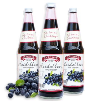 6 x 0,7l Waldheidelbeersaft pur / Blaubeersaft (Direktsaft) - Original Satower