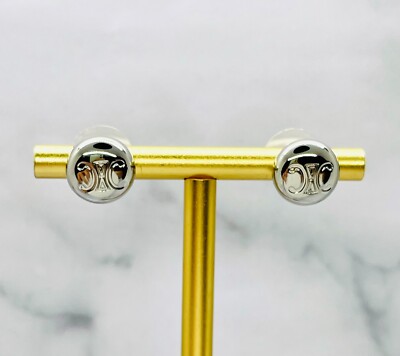 Auth CELINE Monogram Silver Button Earrings - Pre owned / LS5496