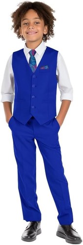 Boys Suits Slim Fit Kids Tuxedo Suit Formal Wedding Outfit Vests Pants - Picture 7 of 26