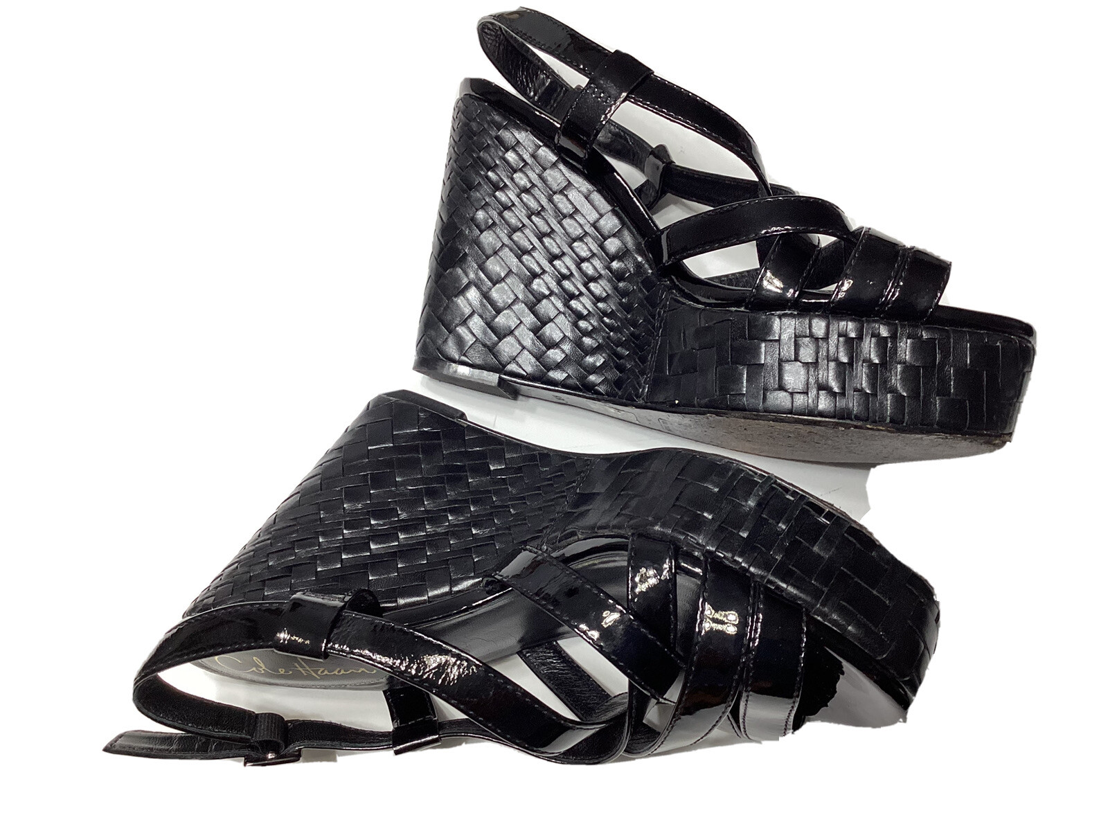 SAINT LAURENT *Sandali Cole Haan taglia 8 5 B zeppa pelle verniciata usati in ottime condizioni