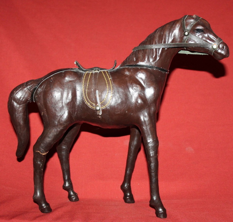 Vintage hand made leather horse statuette eBay