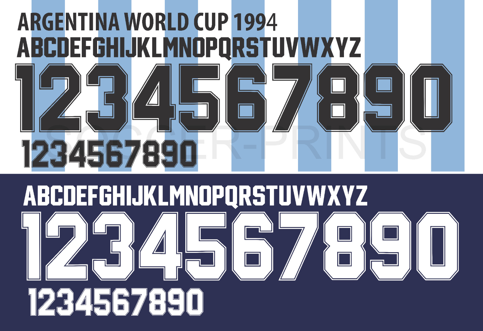 Name&Number Set For Argentina 1994 Home/Away Top Football Soccer