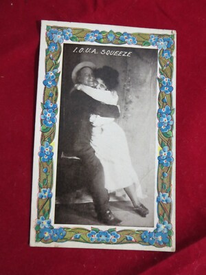 Vintage Used Postcard I.O.U.A. Squeeze Humor Couple Hugging 1c Stamp 1915
