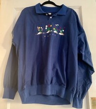 Vtg The Shirt Company Banff Embroidered Flowers Adult Lg Long Sleeve Collar