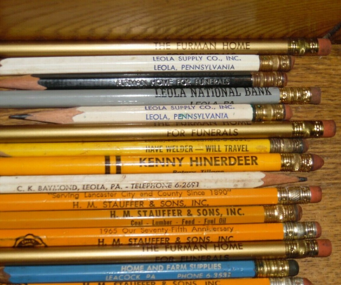 28 Vintage Advertising Pencils From Leola Leacock Monterey Pennsylvania