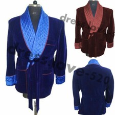 Men Smoking Jackets Velvet Robe With Belt Party Wear Blazer Coats Formal Suits