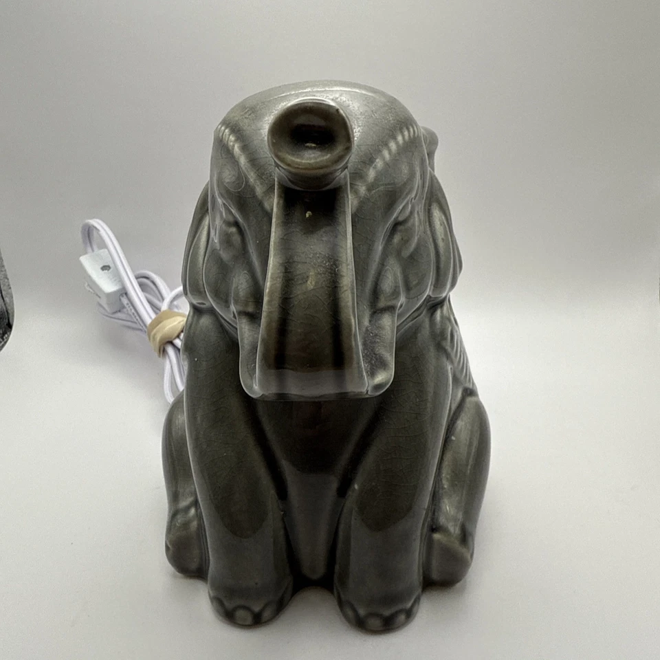 Ceramic Elephant Night Light Accent Office Desk Bedroom Light Gray - Image 4 of 4