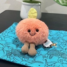 Jellycat Amuseables Fuzzy Peach Plush Keychain Cute Soft Bag Charm Gift NWT
